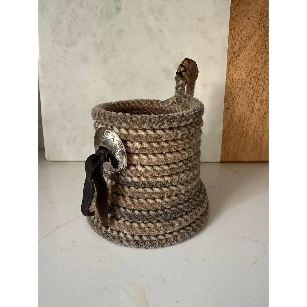 Lariat Rope Beer Mug‎ set Holder Western Star Concho Leather Tassel Drink cowboy